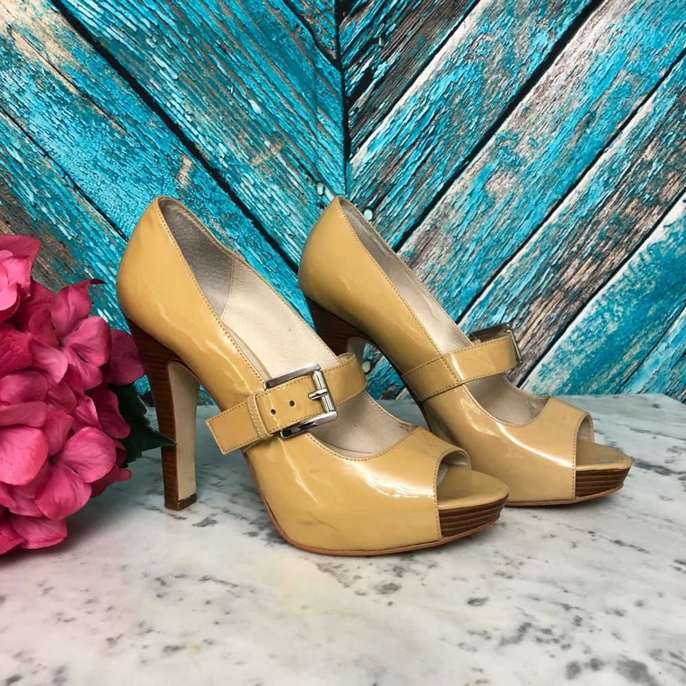 Elegant Tan Peep-Toe Heels